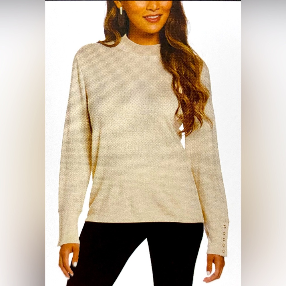 NWT Rafaella Tan Mock Neck Sweater